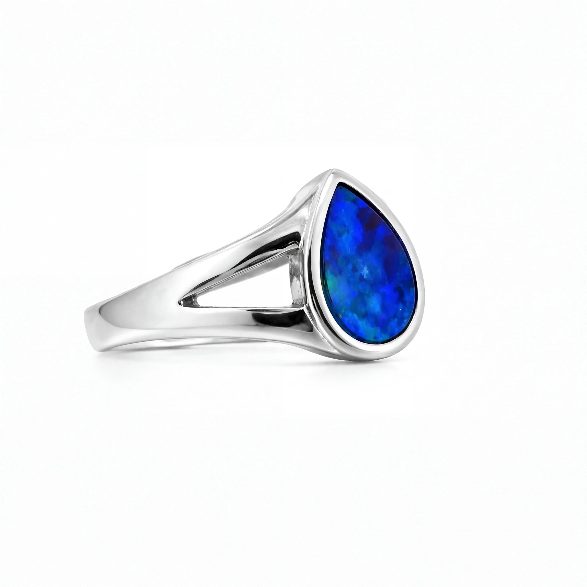 Doublet Opal Ring in 925 Sterling Silver - Green-Blue - Australian Opal Cutters and Pearl Divers
