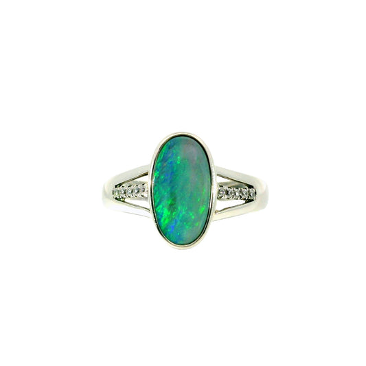 Doublet Opal Ring in 925 Sterling Silver - Multicolour - Australian Opal Cutters and Pearl Divers