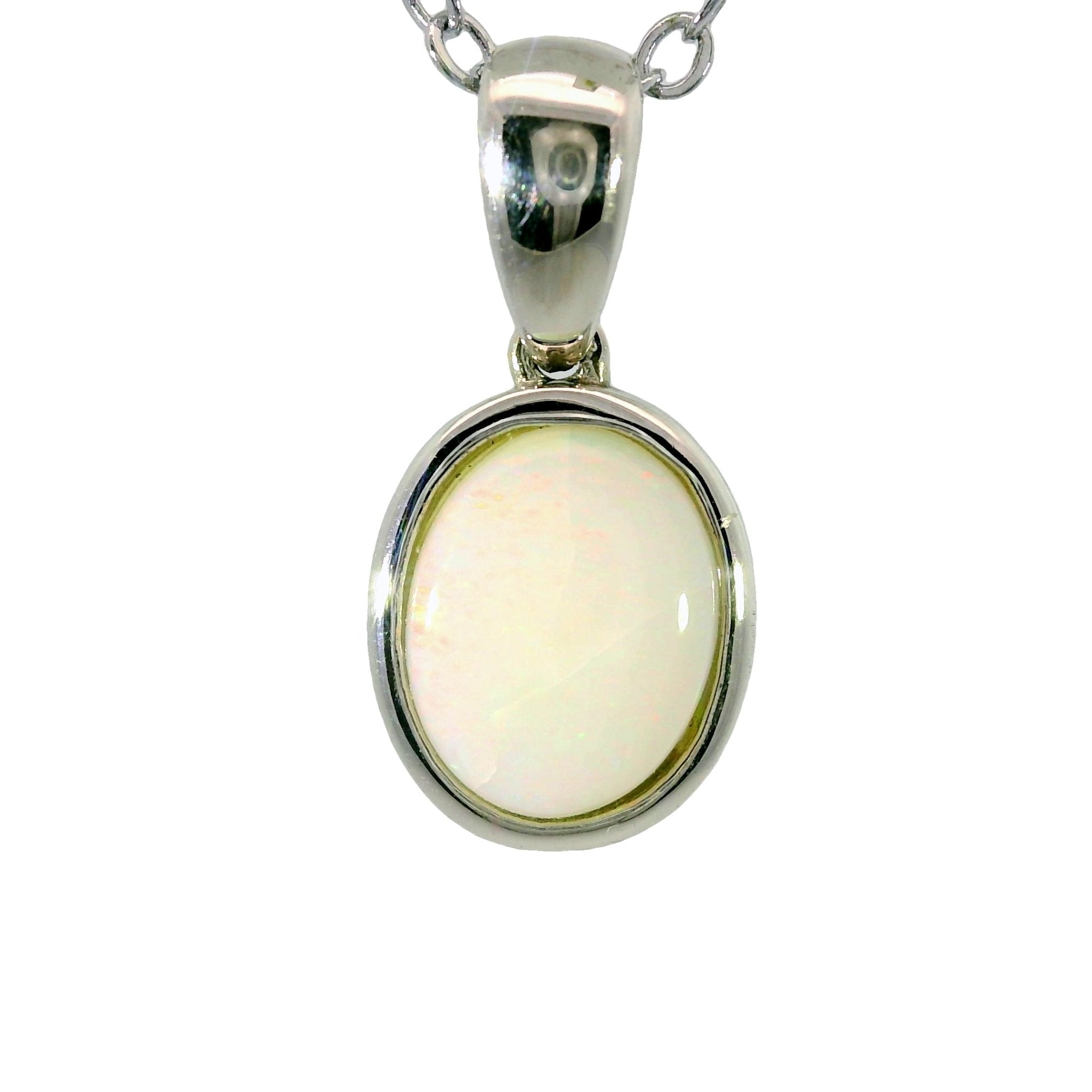 Light Opal Pendant In 925 Sterling Silver - Multicolour - Australian Opal Cutters and Pearl Divers
