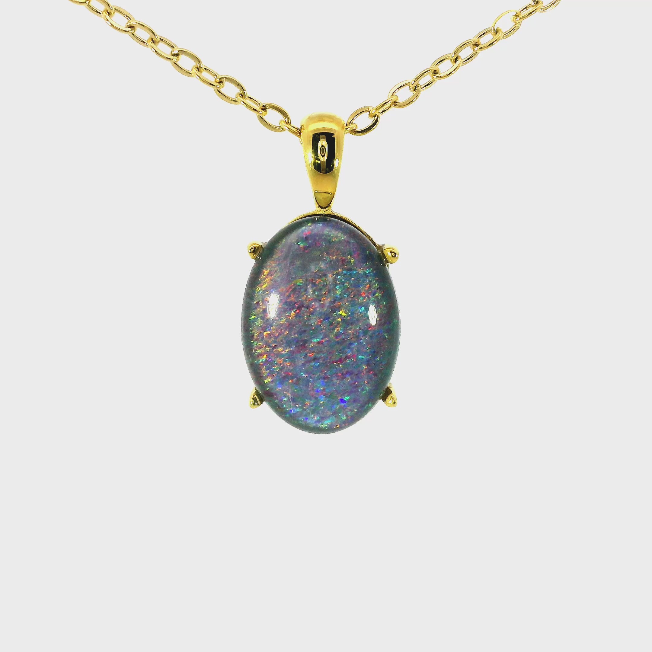 Triplet Opal Pendant set in Stainless Steel Gold Plated