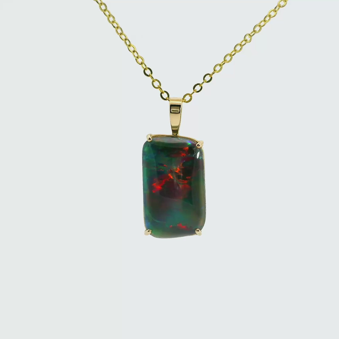 Triplet Opal Pendant in 14K Yellow Gold - Multicolour