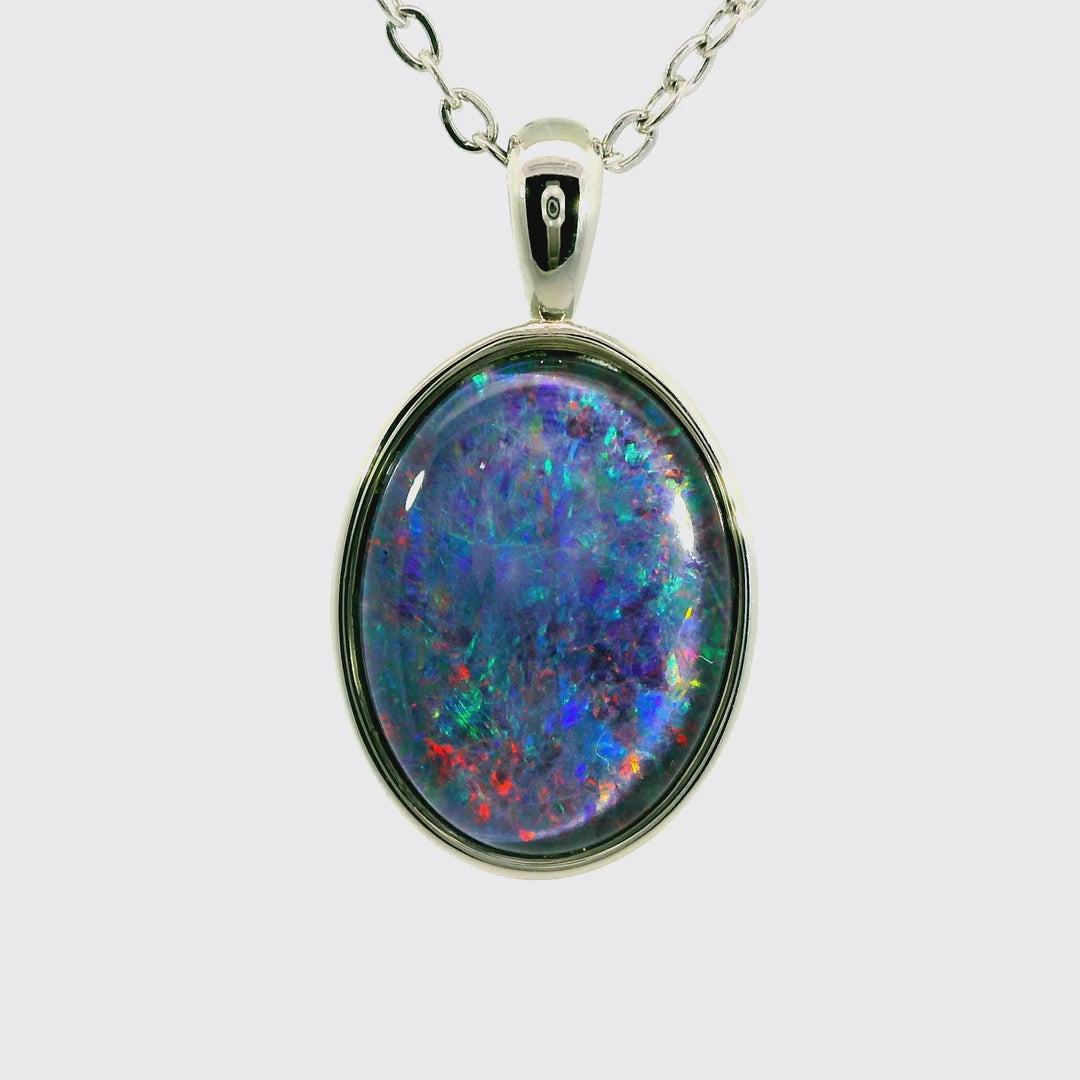 Triplet Opal Pendant in Stainless Steel - Multicolour