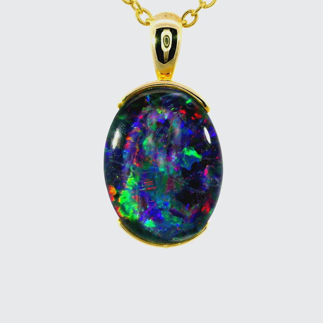 Triplet Opal Pendant in 9K Yellow Gold - Multicolour