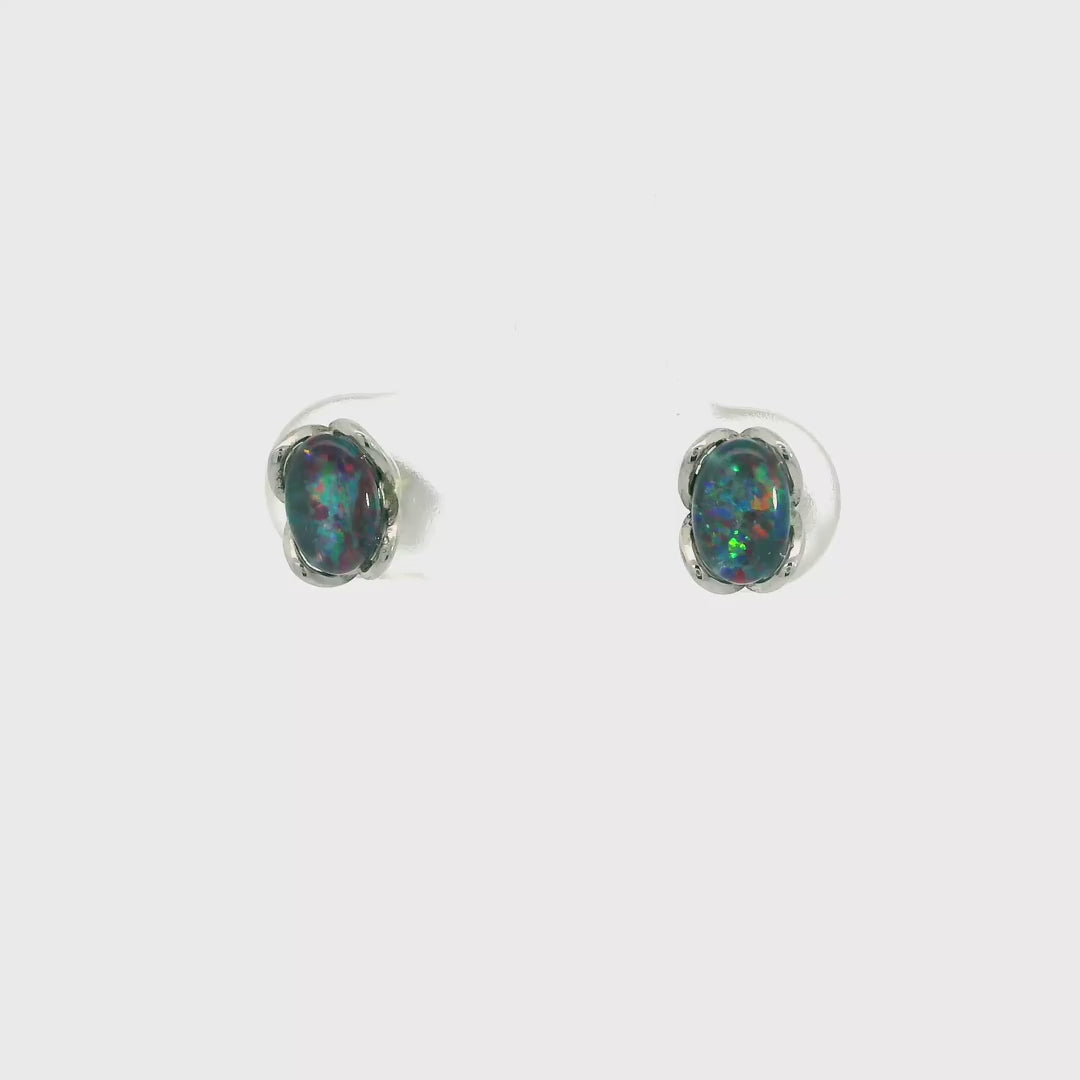 Triplet Opal Earrings in Stainless Steel - Multicolour