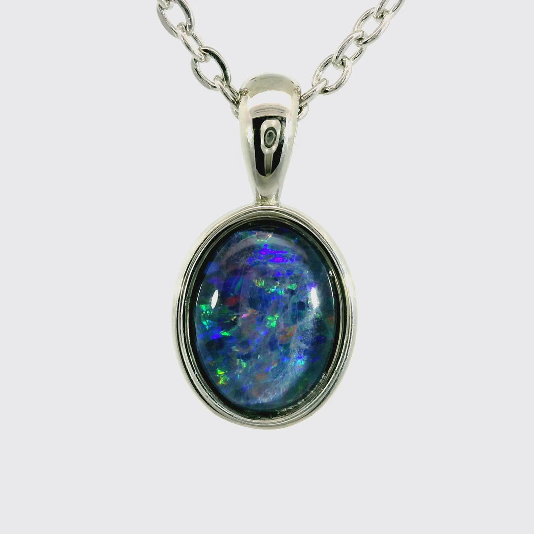 Triplet Opal Pendant in Stainless Steel - Multicolour