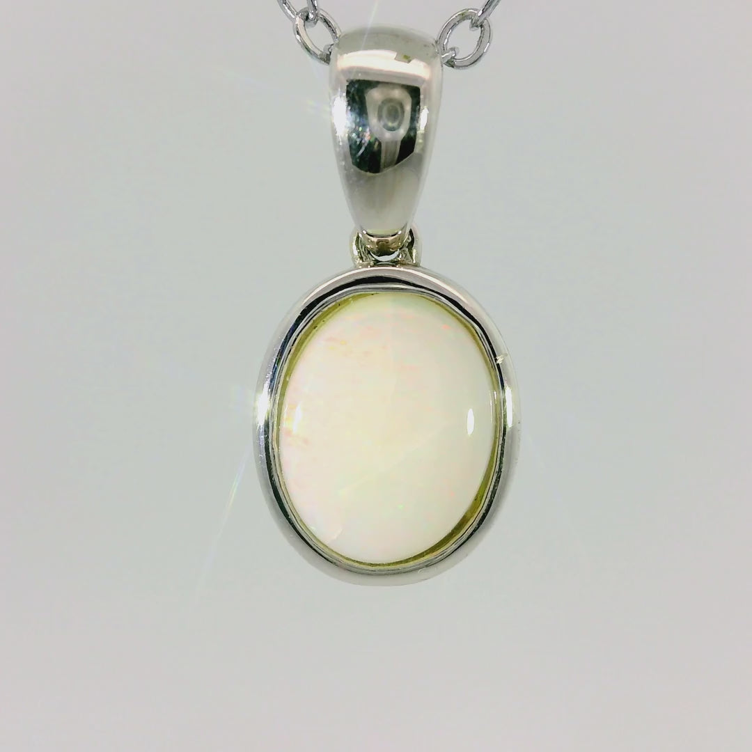 Light Opal Pendant In 925 Sterling Silver - Multicolour