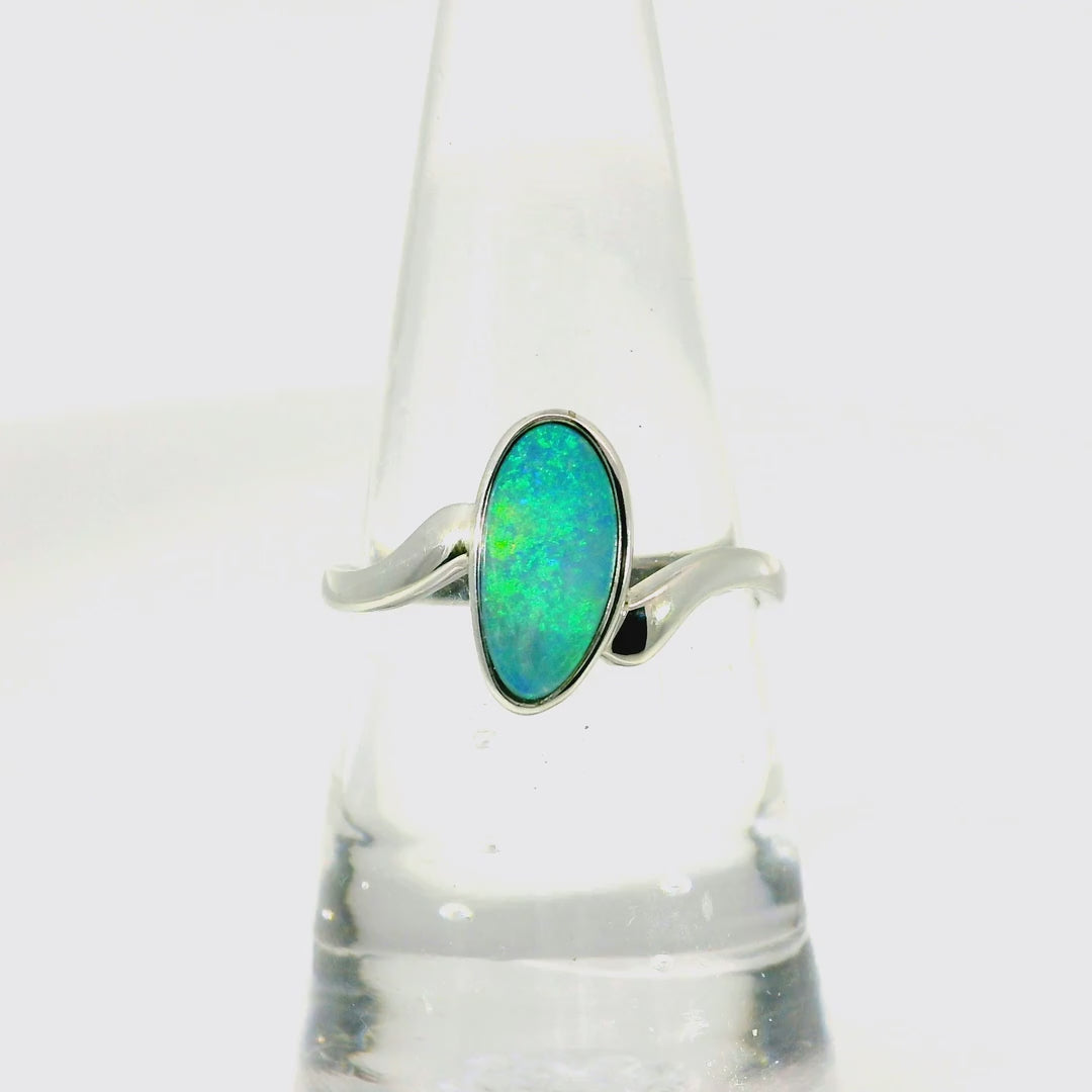 Doublet Opal Ring in 925 Sterling Silver - Multicolour