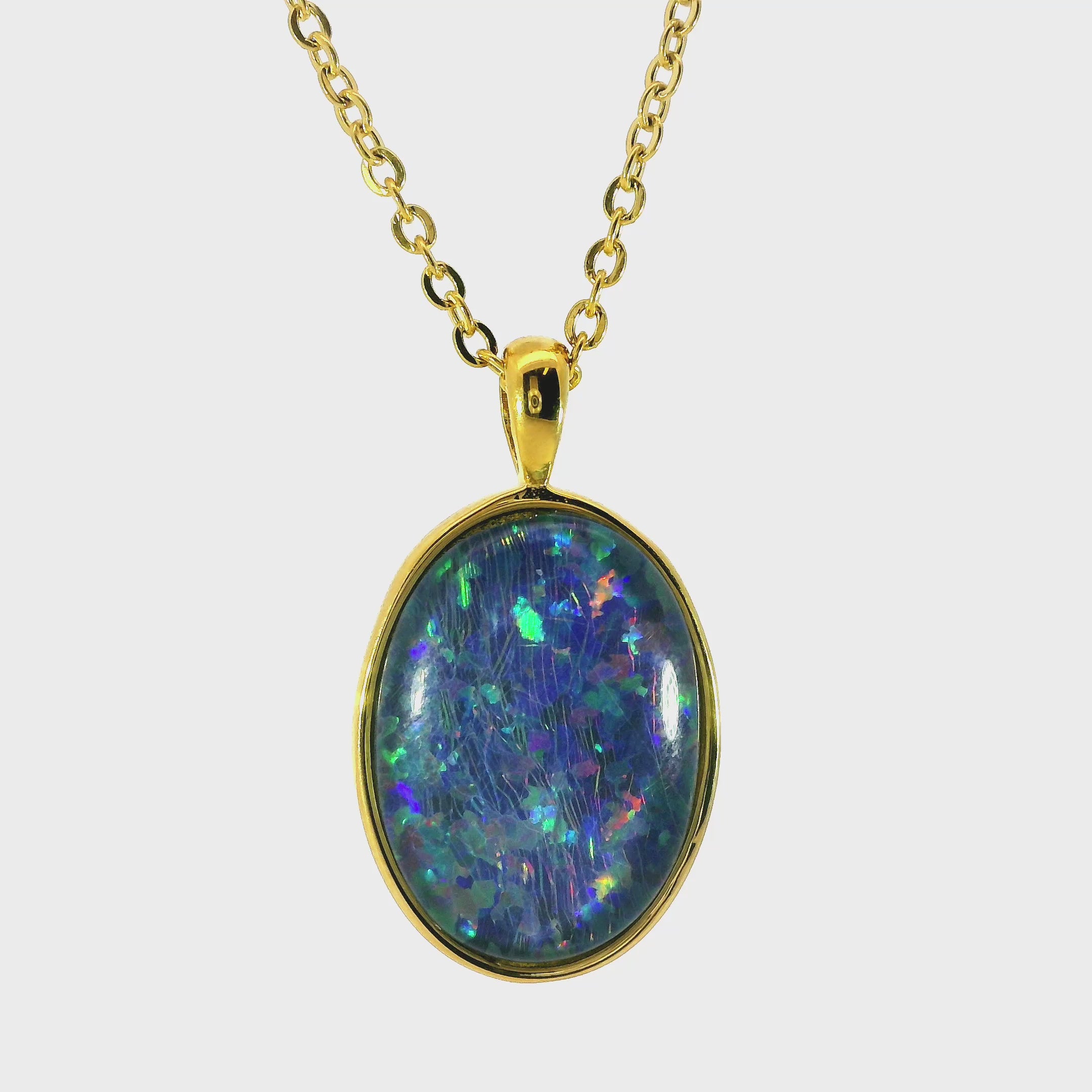 Triplet Opal Pendant set in Stainless Steel Gold Plated