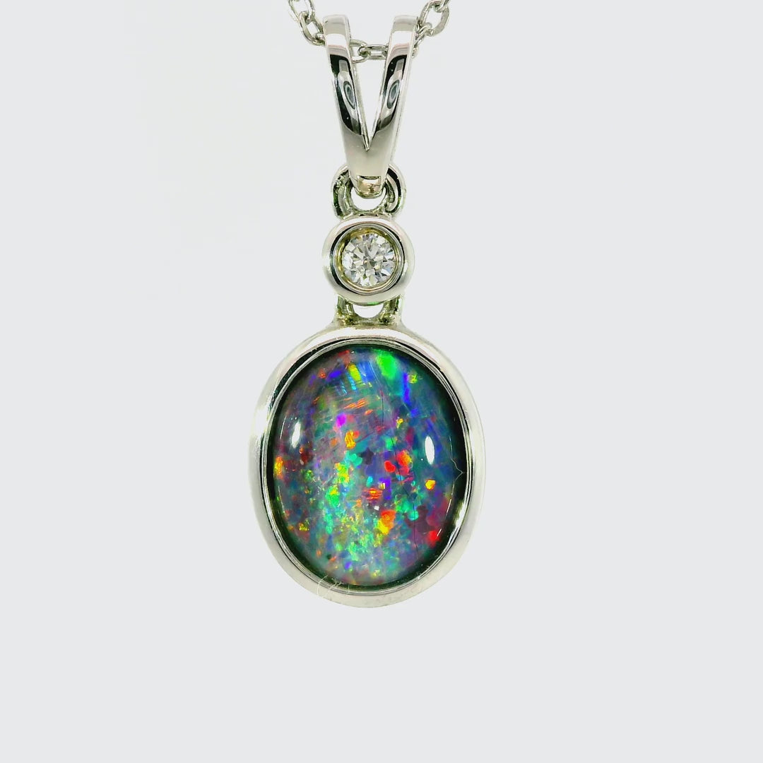 Triplet Opal Pendant in 925 Sterling Silver - Multicolour
