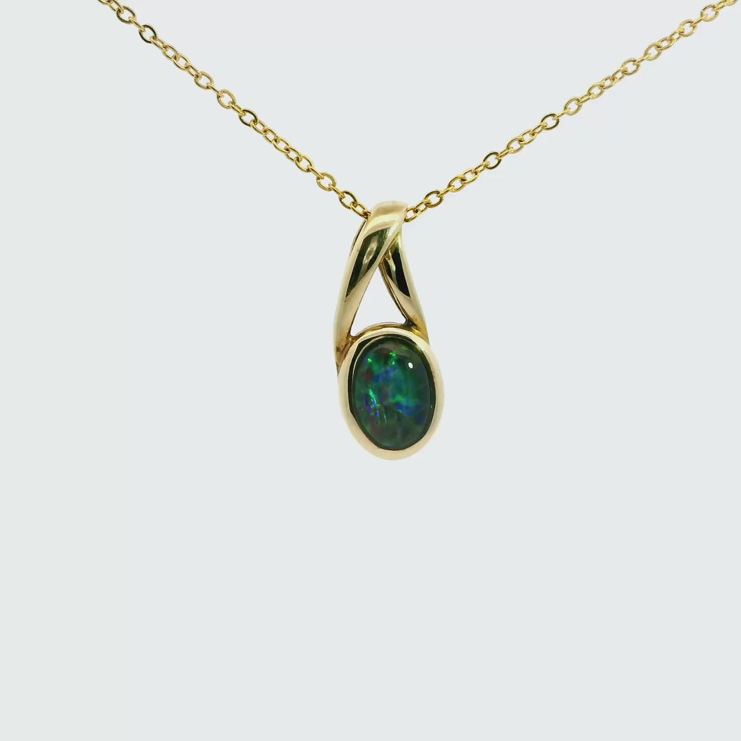 Triplet Opal Pendant in 9K Yellow Gold - Multicolour