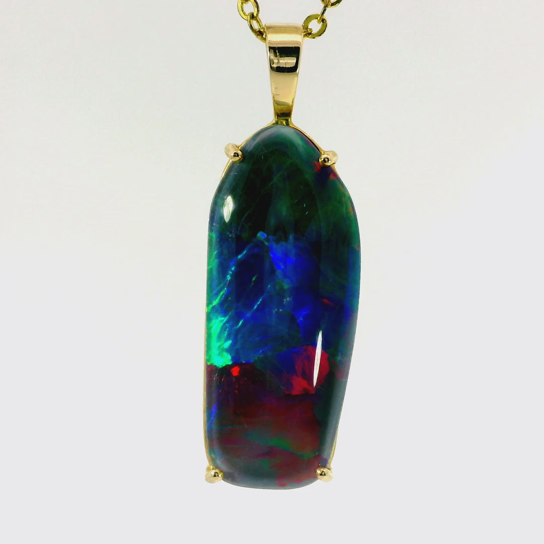 Triplet Opal Pendant in 14K Yellow Gold - Multicolour