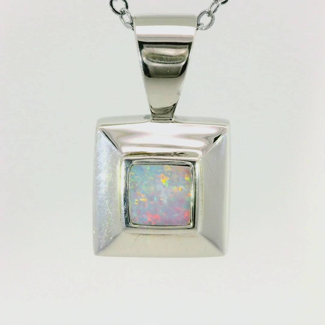 Light Opal Pendant in 925 Sterling Silver - Multicolour
