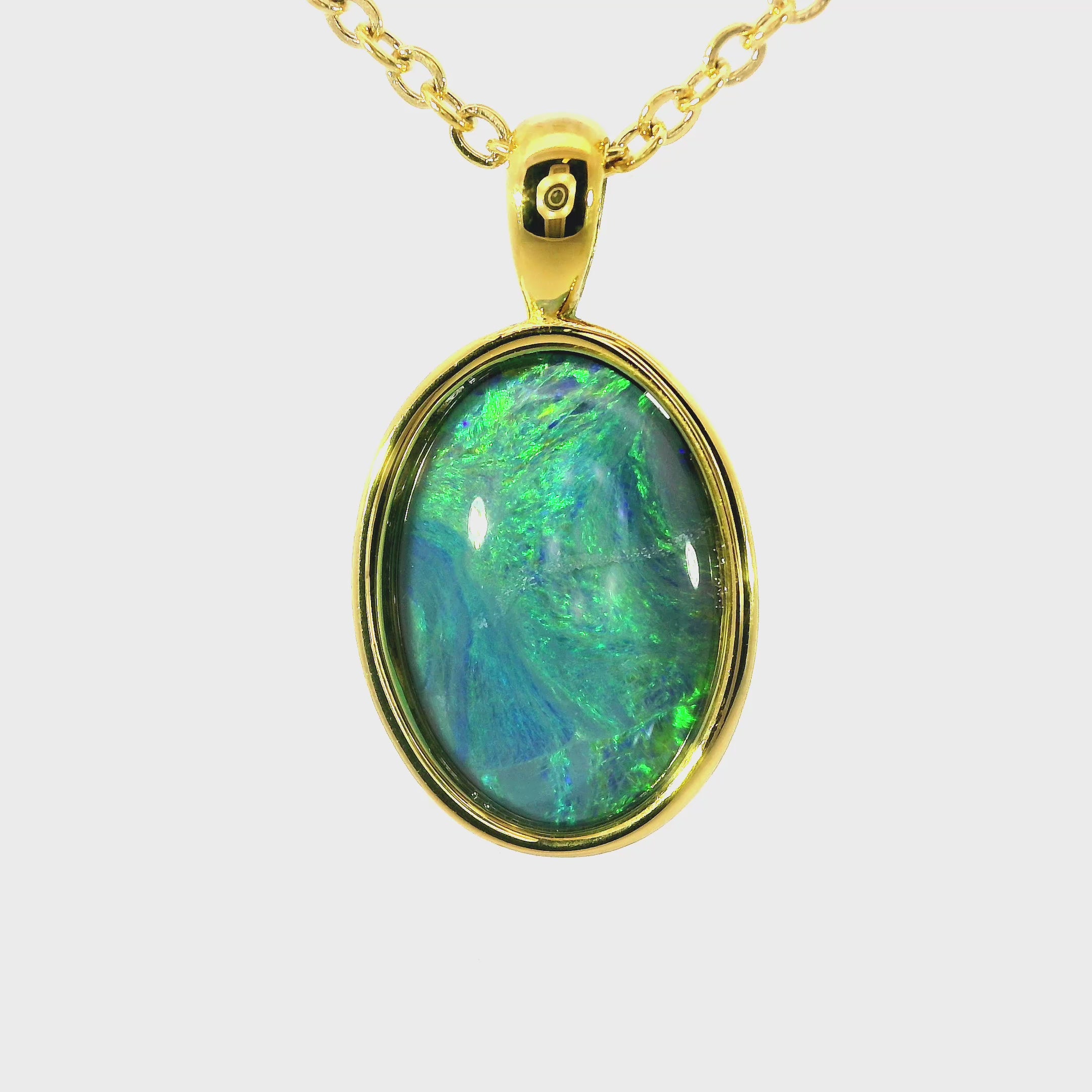 Triplet Opal Pendant set in Stainless Steel Gold Plated