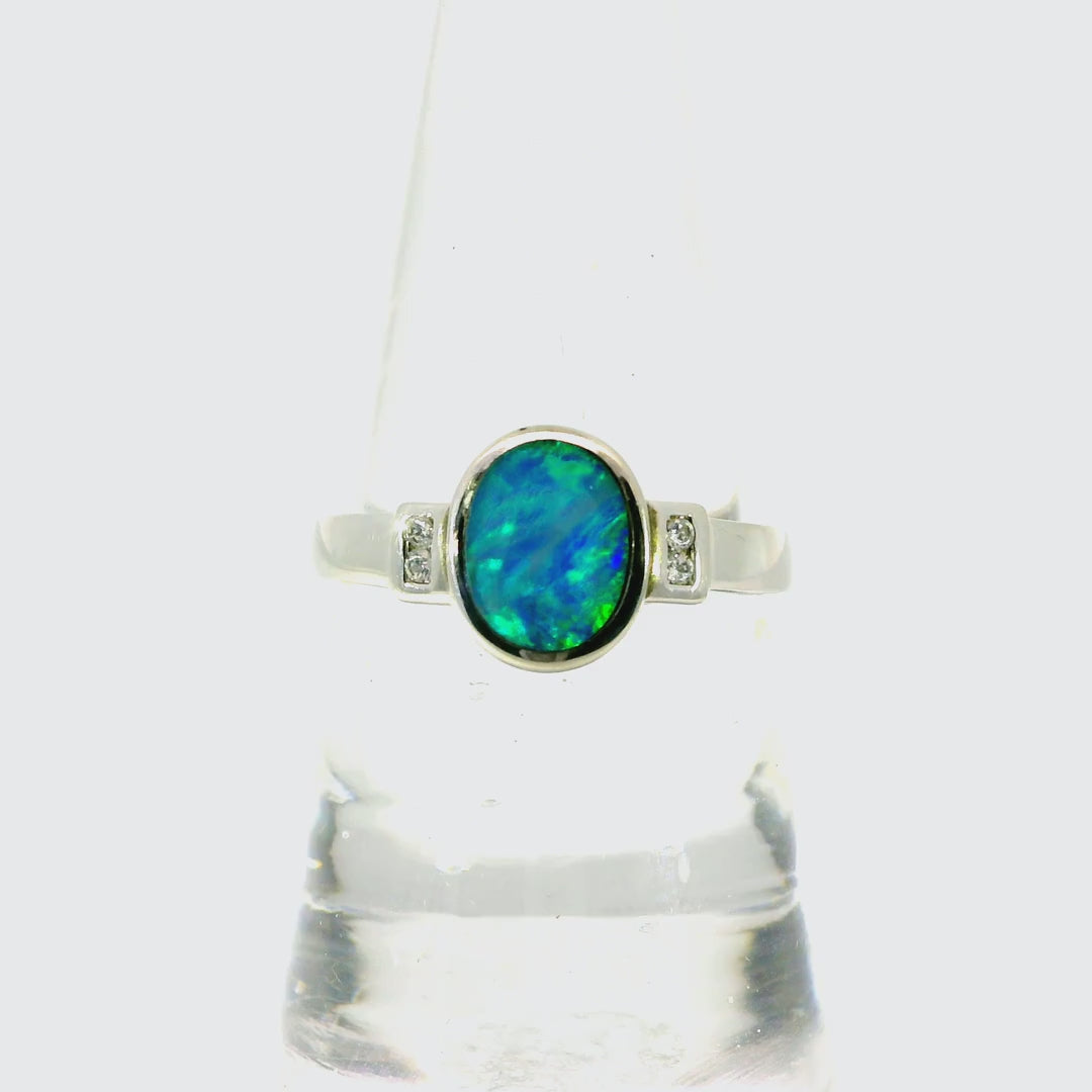Doublet Opal Ring in 925 Sterling Silver - Multicolour