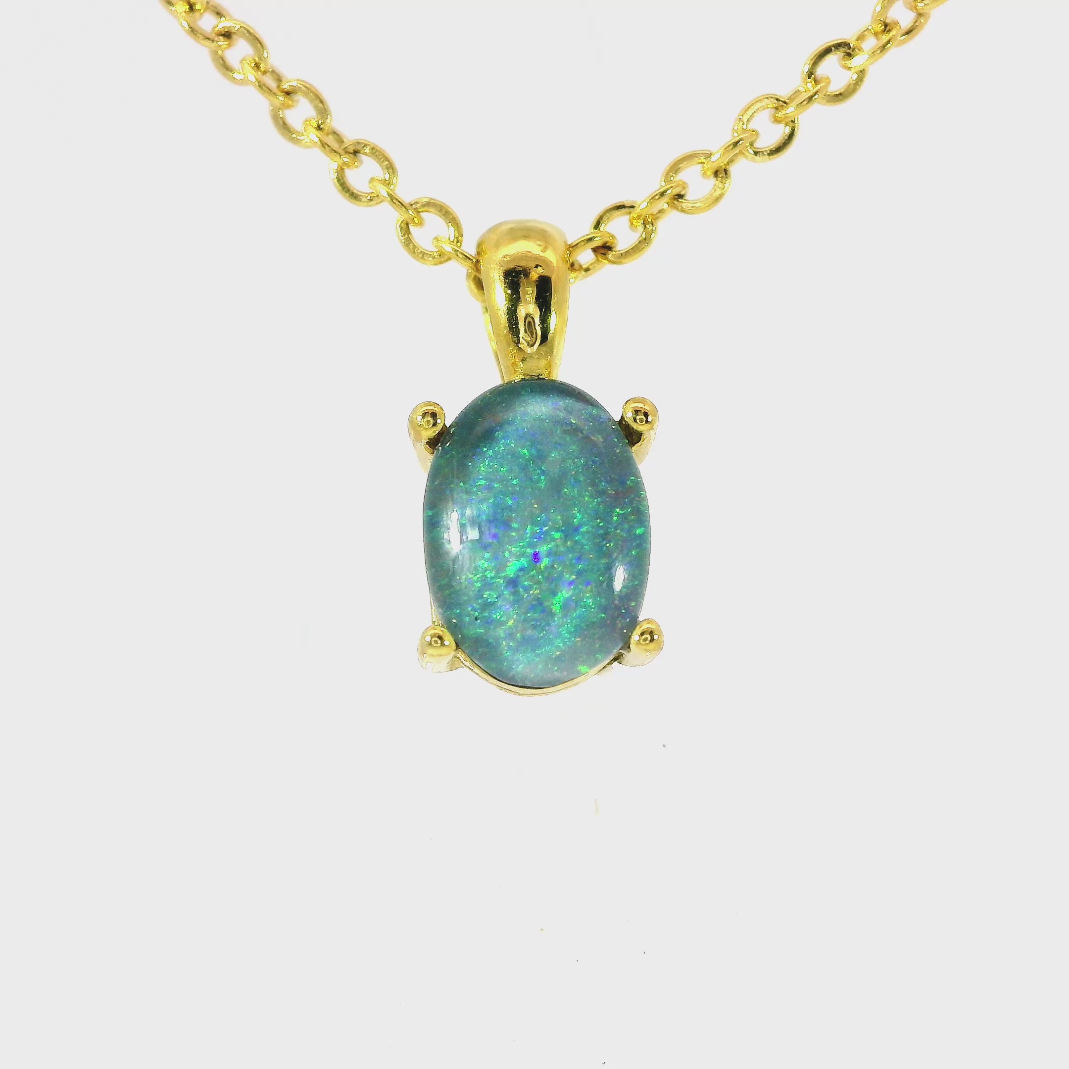 Triplet Opal Pendant set in Stainless Steel Gold Plated