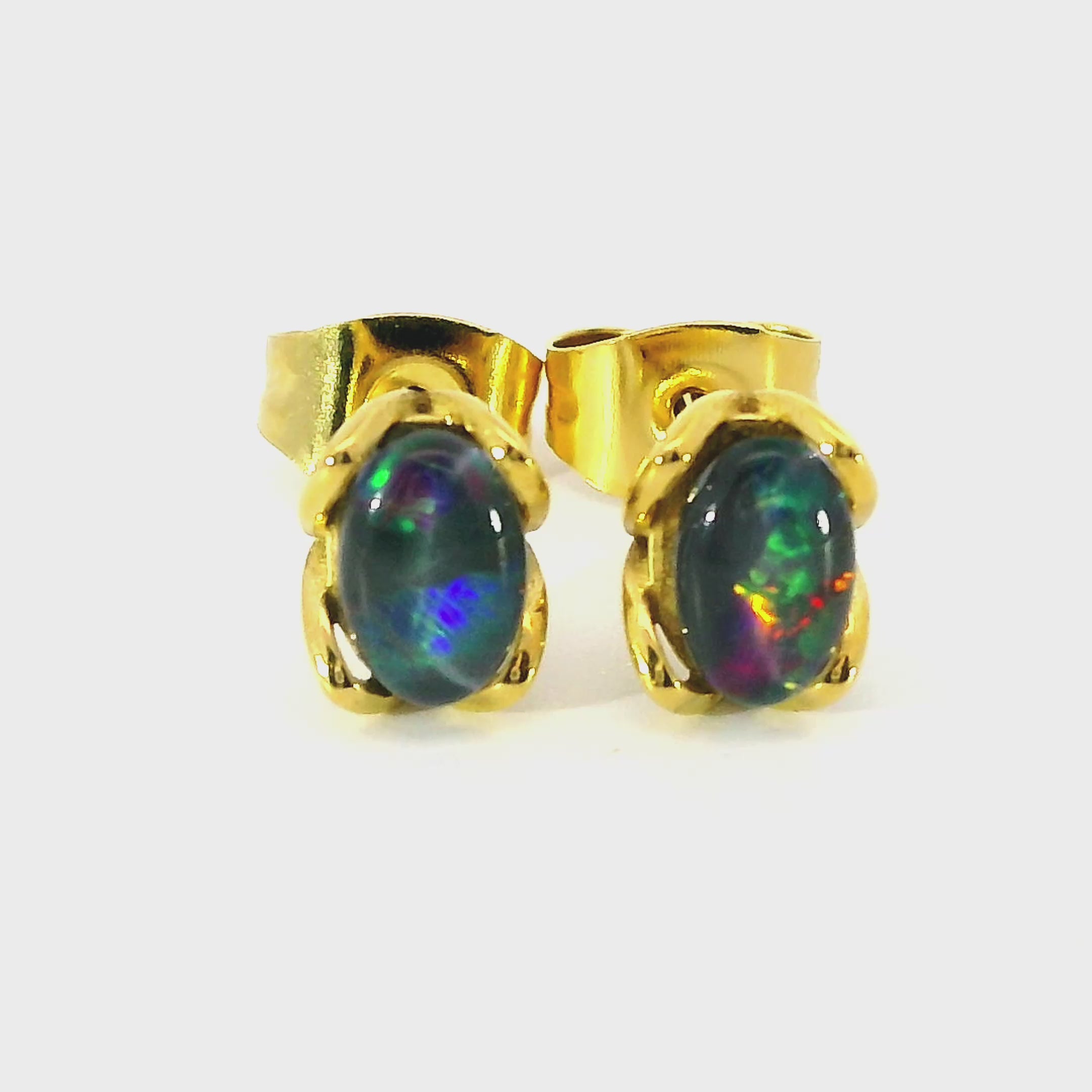 Triplet Opal Earring set in Stainless Steel Gold Plated