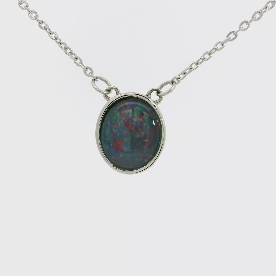 Triplet Opal Pendant in Stainless Steel - Multicolour