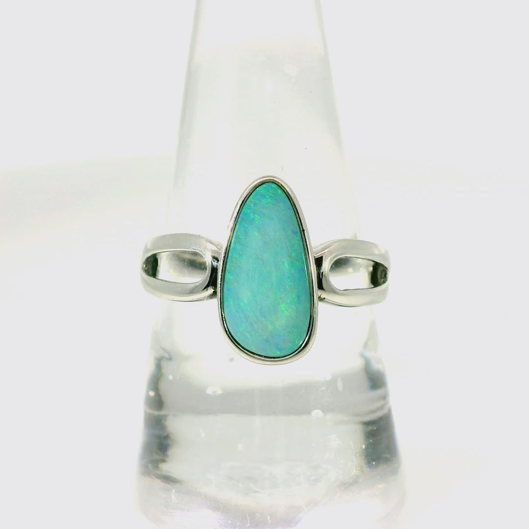Doublet Opal Ring in 925 Sterling Silver - Multicolour