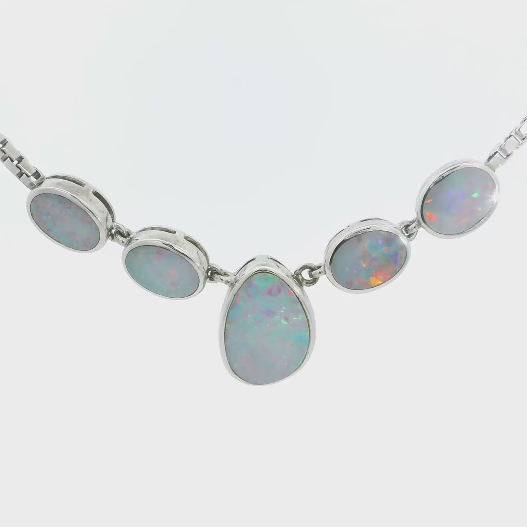 Doublet Opal Necklace in 925 Sterling SIlver - Multicolour