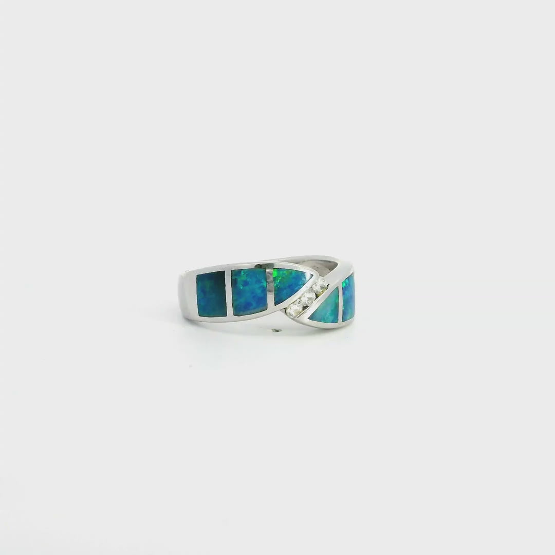 Light Opal Ring in 925 Sterling Silver - Multicolour