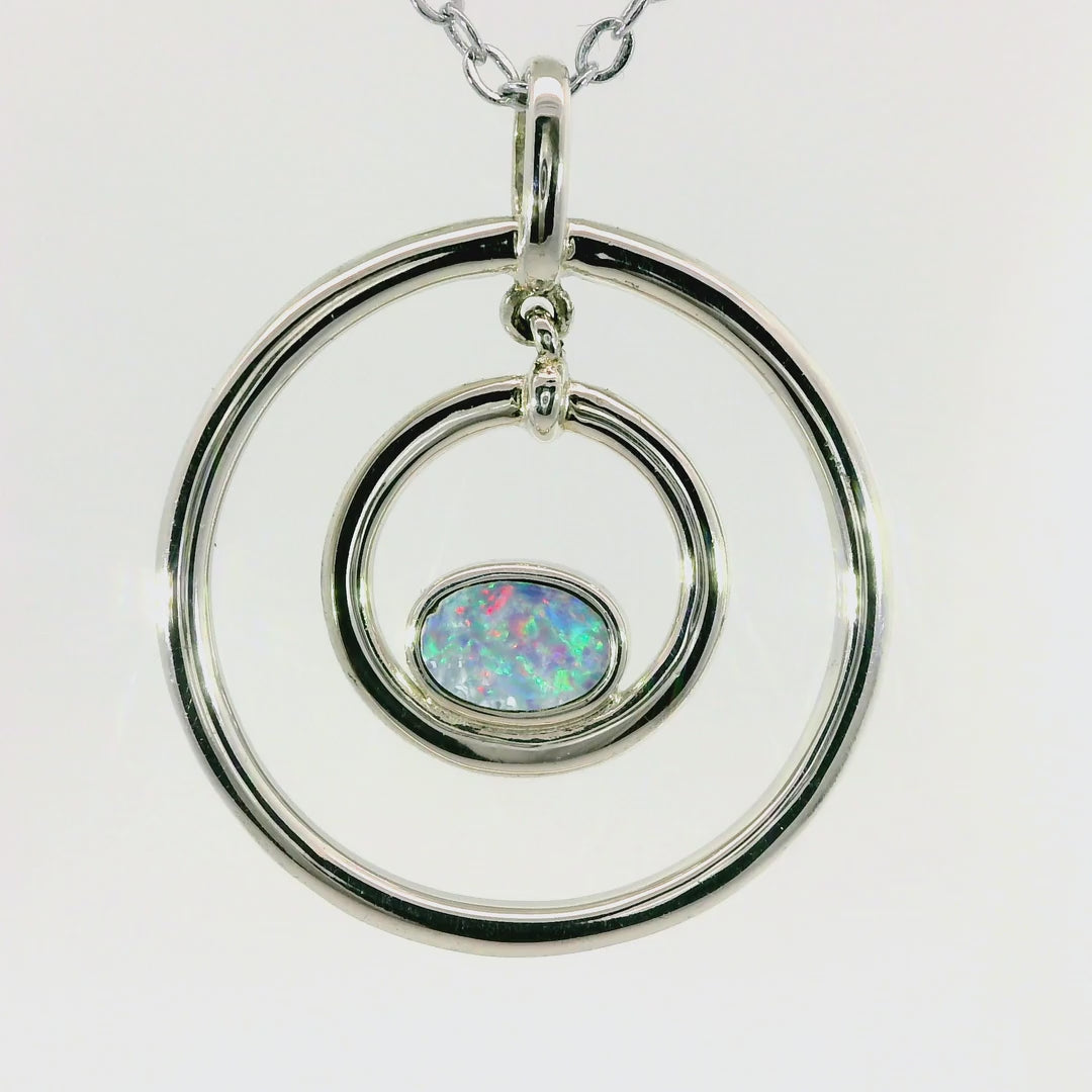 Doublet Opal Pendant in 925 Sterling Silver - Multicolour