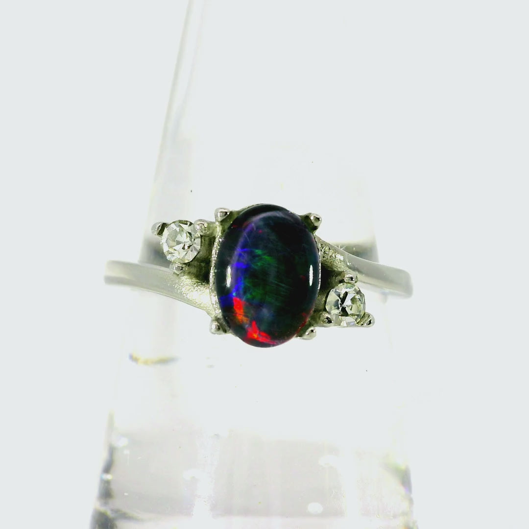 Triplet Opal Ring in Stainless Steel - Multicolour