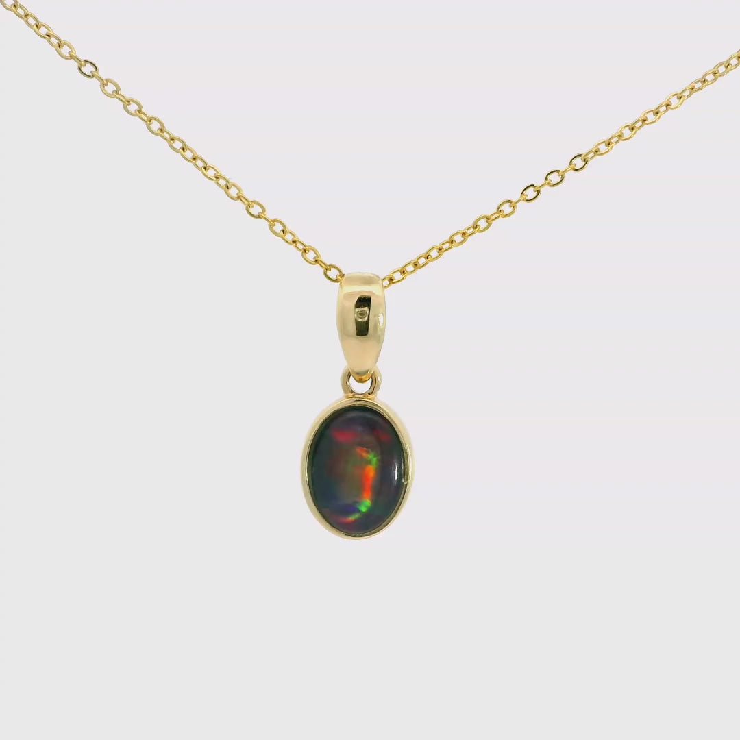 Triplet Opal Pendant in 14K Yellow Gold - Multicolour