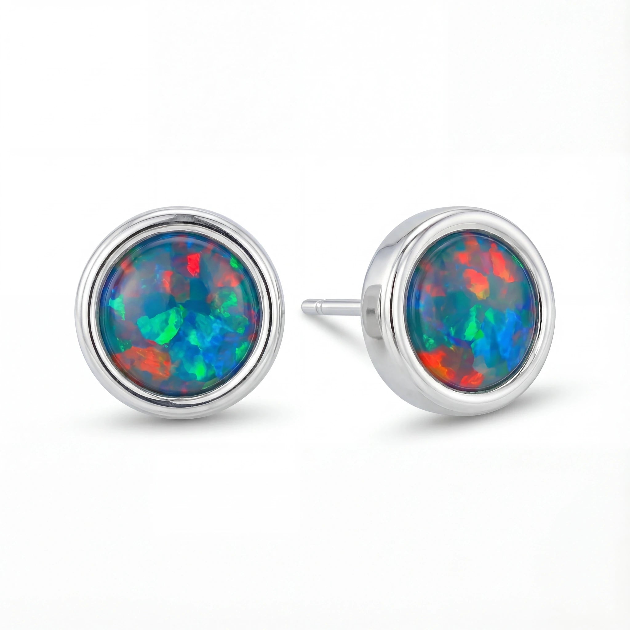 Triplet Opal Earrings in Stainless Steel - Australian Opal Cutters and Pearl Divers