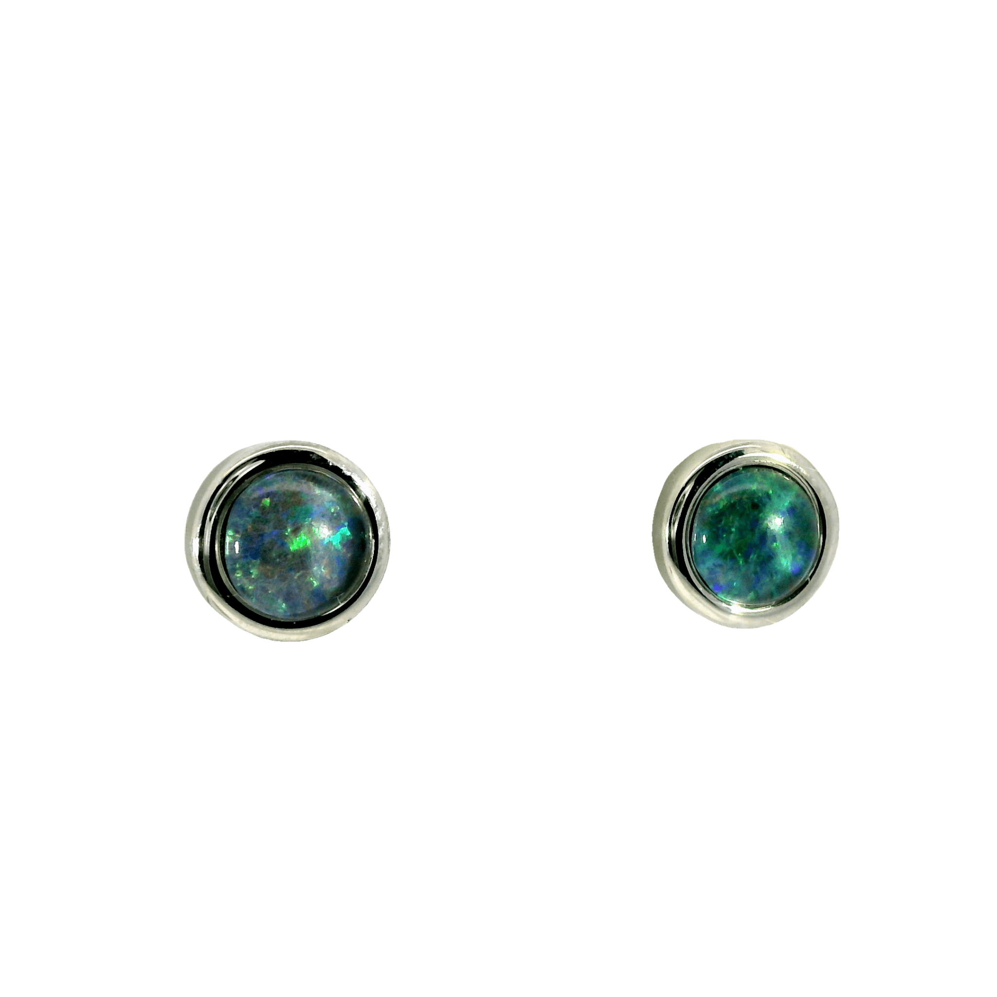 Triplet Opal Earrings in Stainless Steel - Green-Blue - Australian Opal Cutters and Pearl Divers