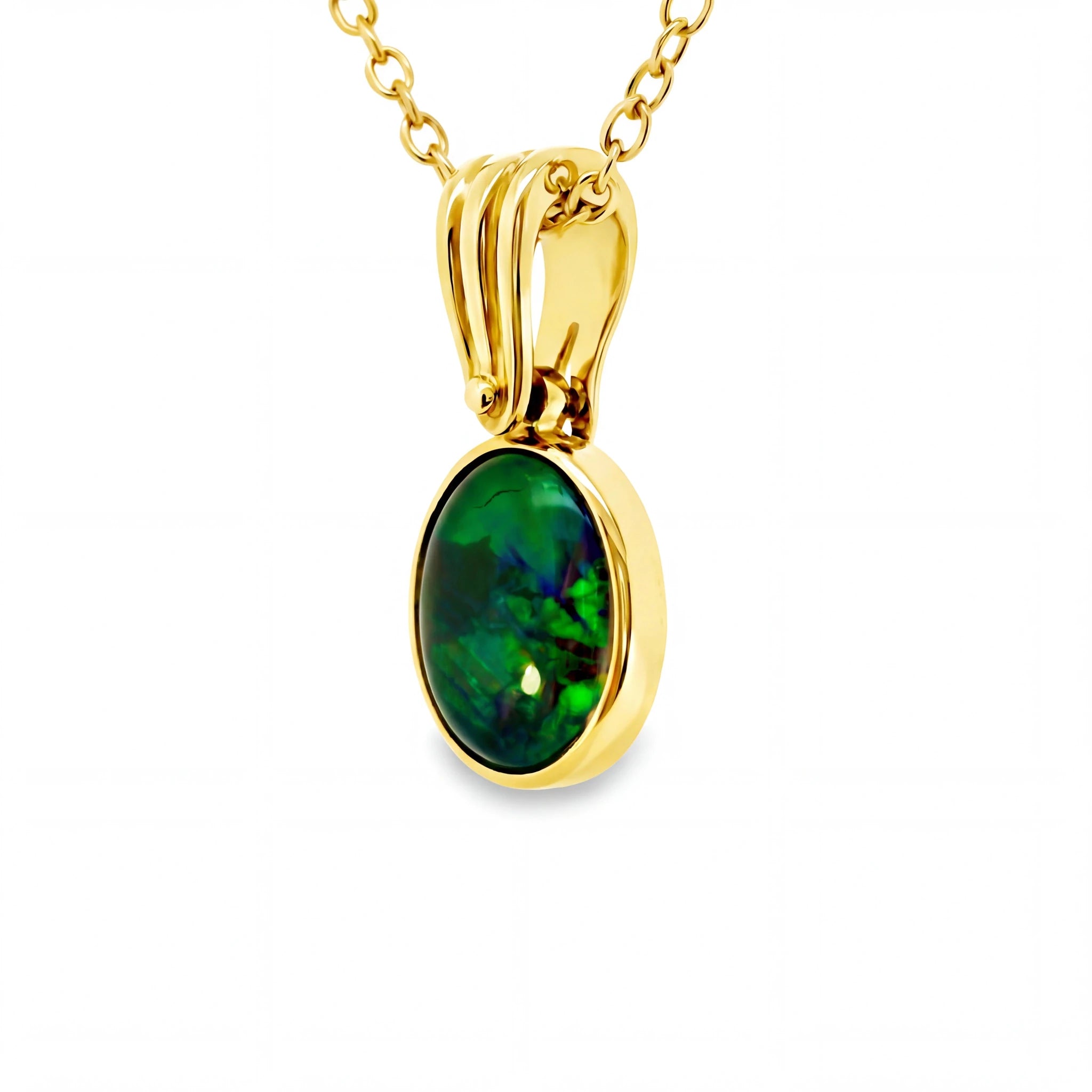 Triplet Opal Pendant in 14K Yellow Gold - Multicolour - Australian Opal Cutters and Pearl Divers