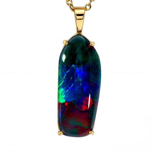 Triplet Opal Pendant in 14K Yellow Gold - Multicolour - Australian Opal Cutters and Pearl Divers