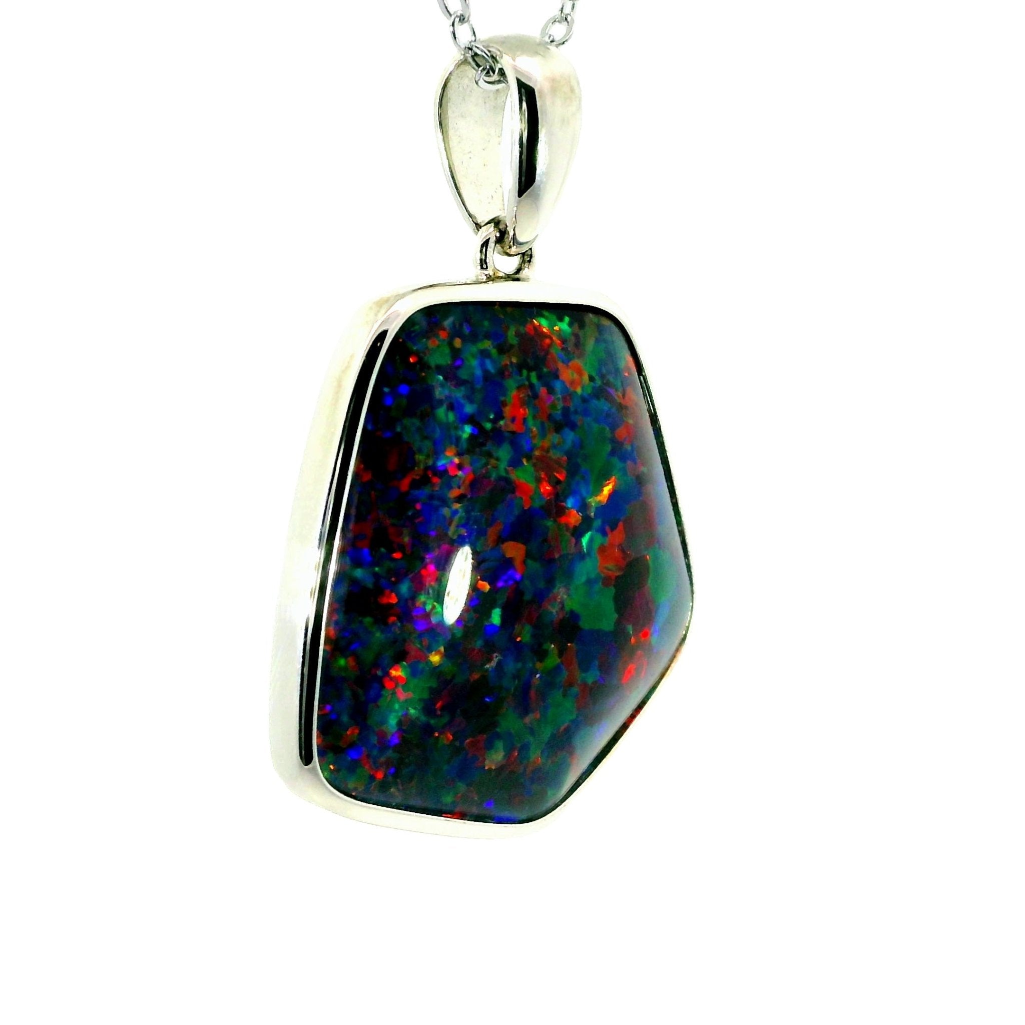 Triplet Opal Pendant in 925 Sterling Silver - Multicolour - Australian Opal Cutters and Pearl Divers