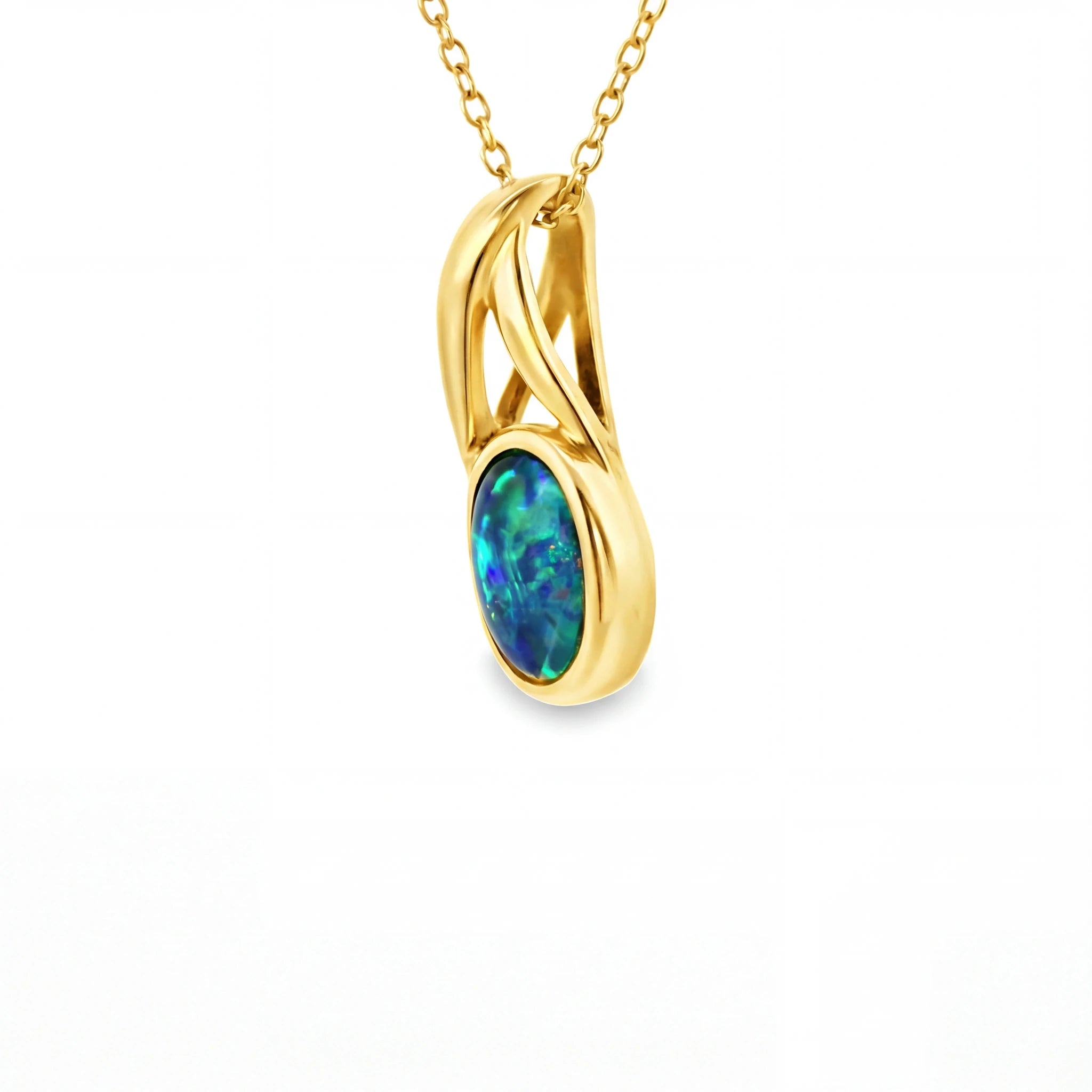 Triplet Opal Pendant in 9K Yellow Gold - Multicolour - Australian Opal Cutters and Pearl Divers