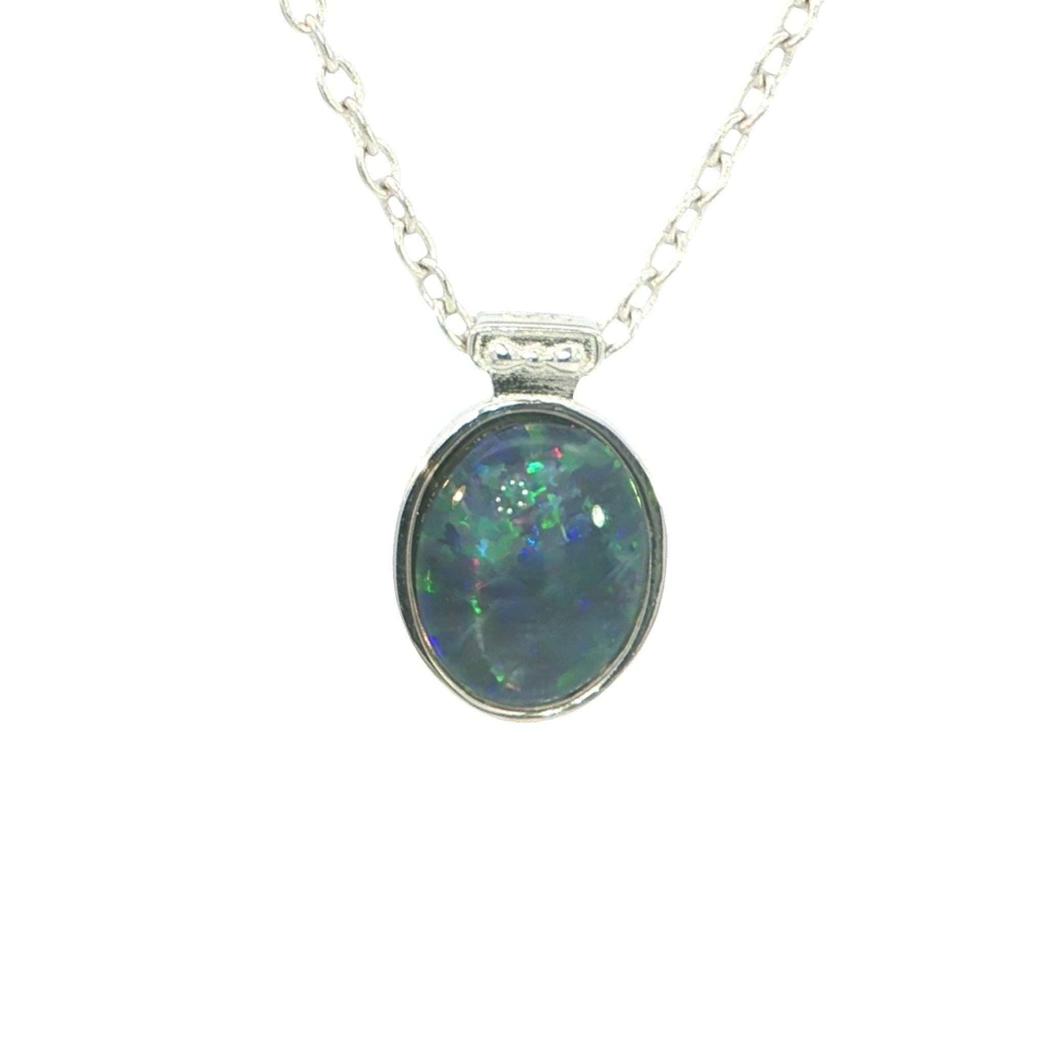 Triplet Opal Pendant set in 925 Sterling Silver - Multicolour - Australian Opal Cutters and Pearl Divers