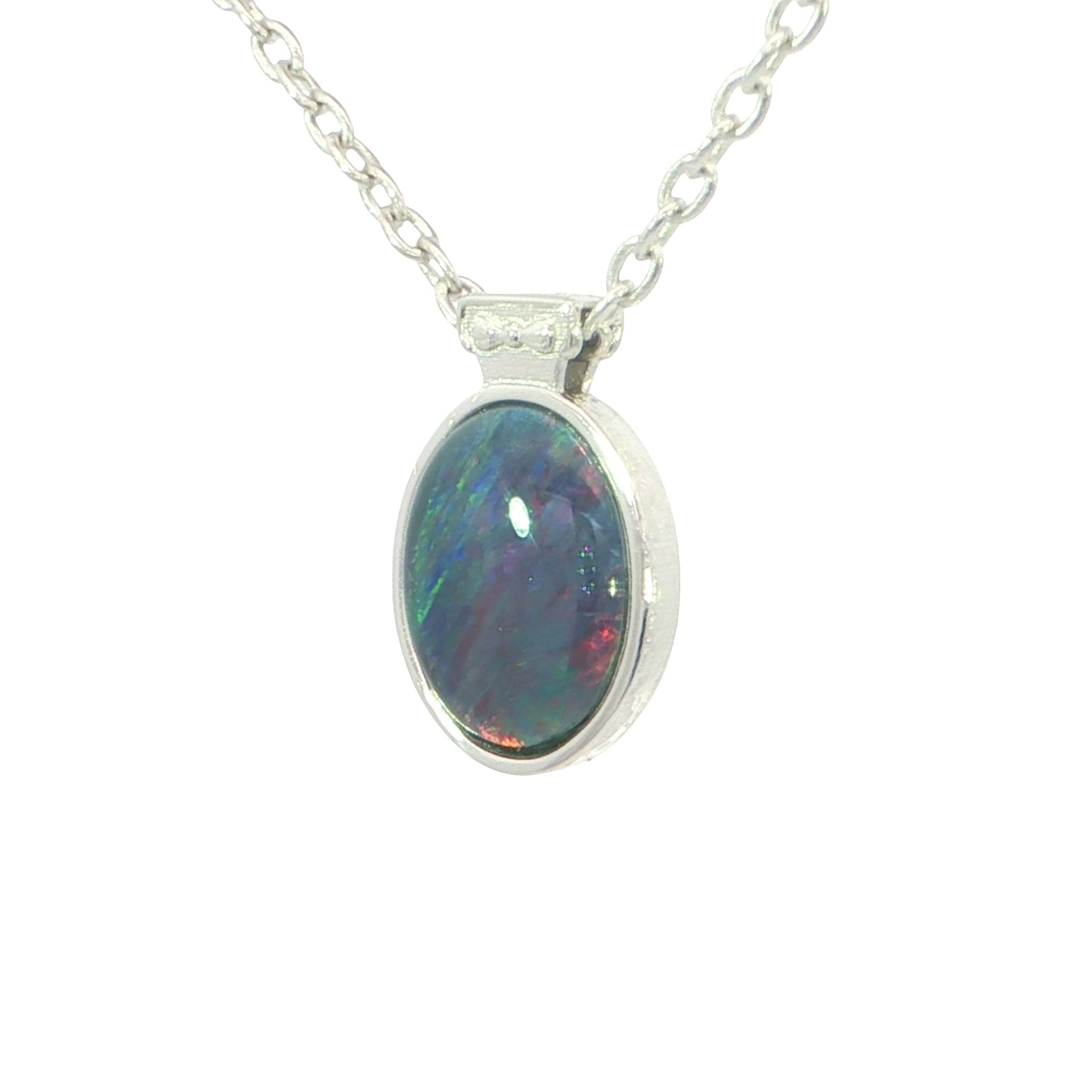 Triplet Opal Pendant set in 925 Sterling Silver - Multicolour - Australian Opal Cutters and Pearl Divers