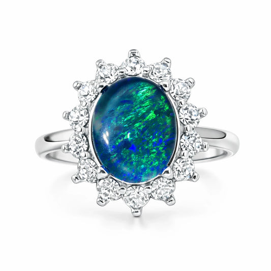 Triplet Opal Ring in Stainless Steel - Multicolour - Australian Opal Cutters and Pearl Divers