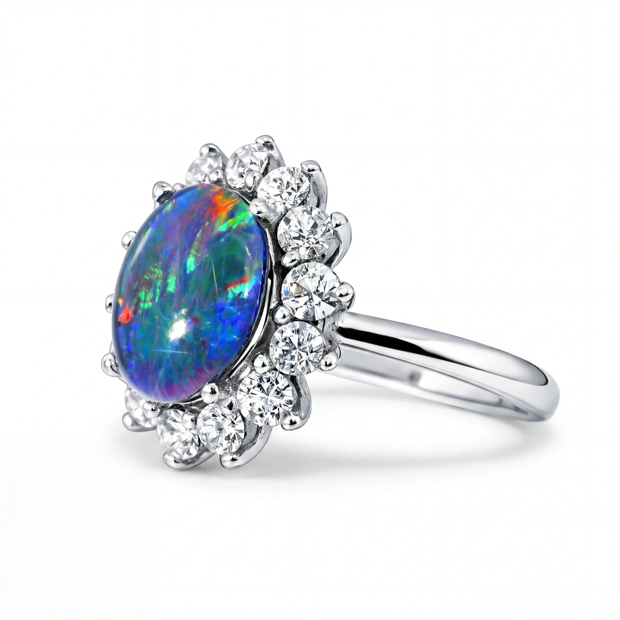 Triplet Opal Ring in Stainless Steel - Multicolour - Australian Opal Cutters and Pearl Divers