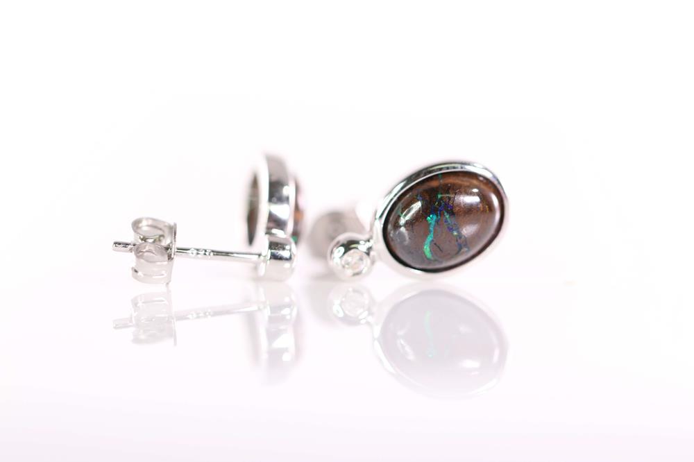 Australian Natural Boulder Opal Earrings set in 925 Sterling Silver