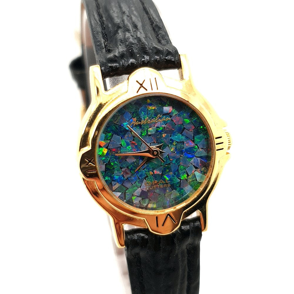 Australian Light Opal Watch 22 mm set in Gold Plated For Women