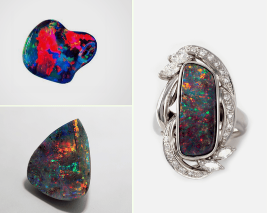 Thundercloud behind a rainbow: black opal - Australian Opal Cutters and Pearl Divers