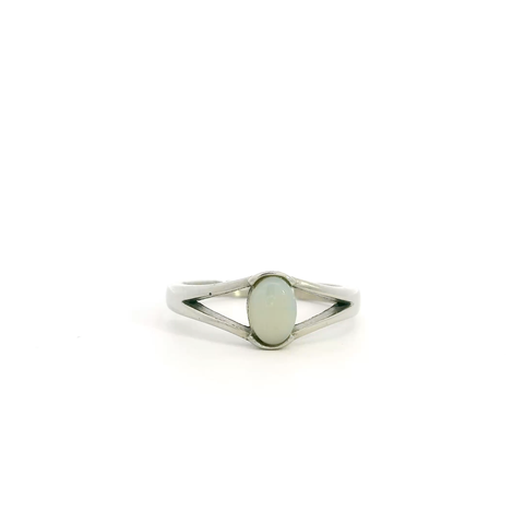 Light Opal Ring in Stainless Steel - Multicolour