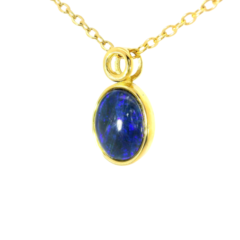 Triplet Opal Pendant set in Stainless Steel Gold Plated