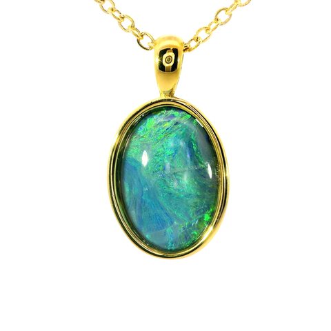 Triplet Opal Pendant set in Stainless Steel Gold Plated