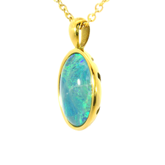 Triplet Opal Pendant set in Stainless Steel Gold Plated