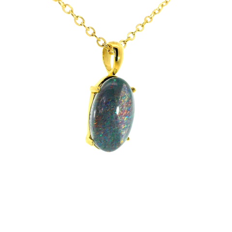 Triplet Opal Pendant set in Stainless Steel Gold Plated