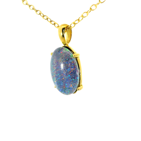 Triplet Opal Pendant set in Stainless Steel Gold Plated