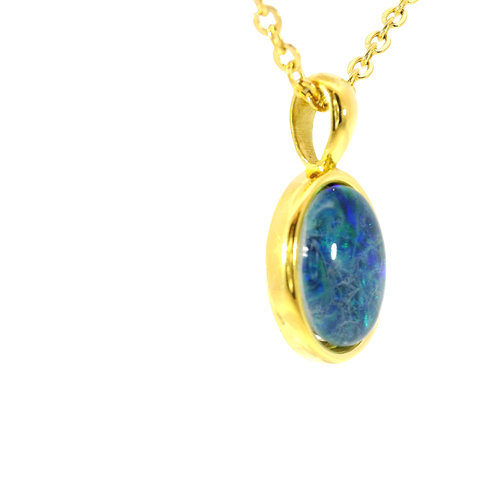 Triplet Opal Pendant set in Stainless Steel Gold Plated