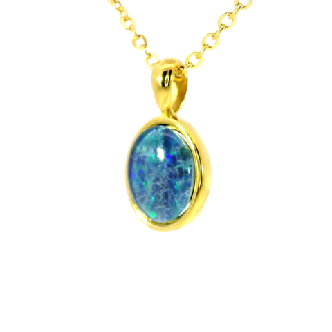 Triplet Opal Pendant set in Stainless Steel Gold Plated