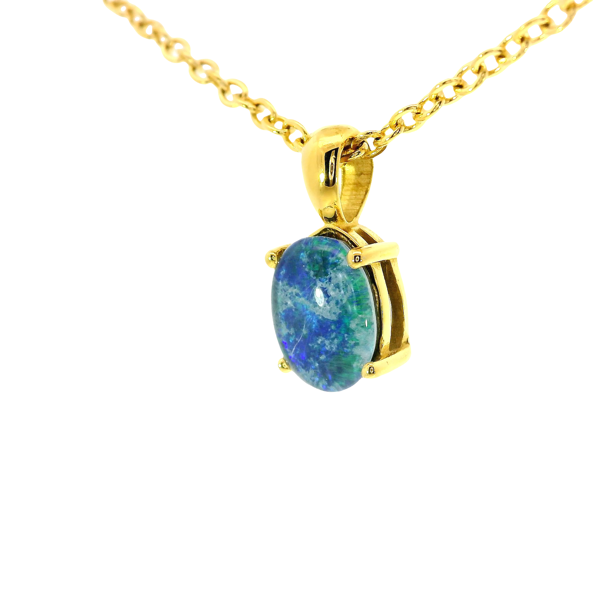 Triplet Opal Pendant set in Gold Plated Stainless Steel