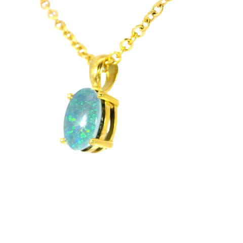Triplet Opal Pendant set in Gold Plated Stainless Steel